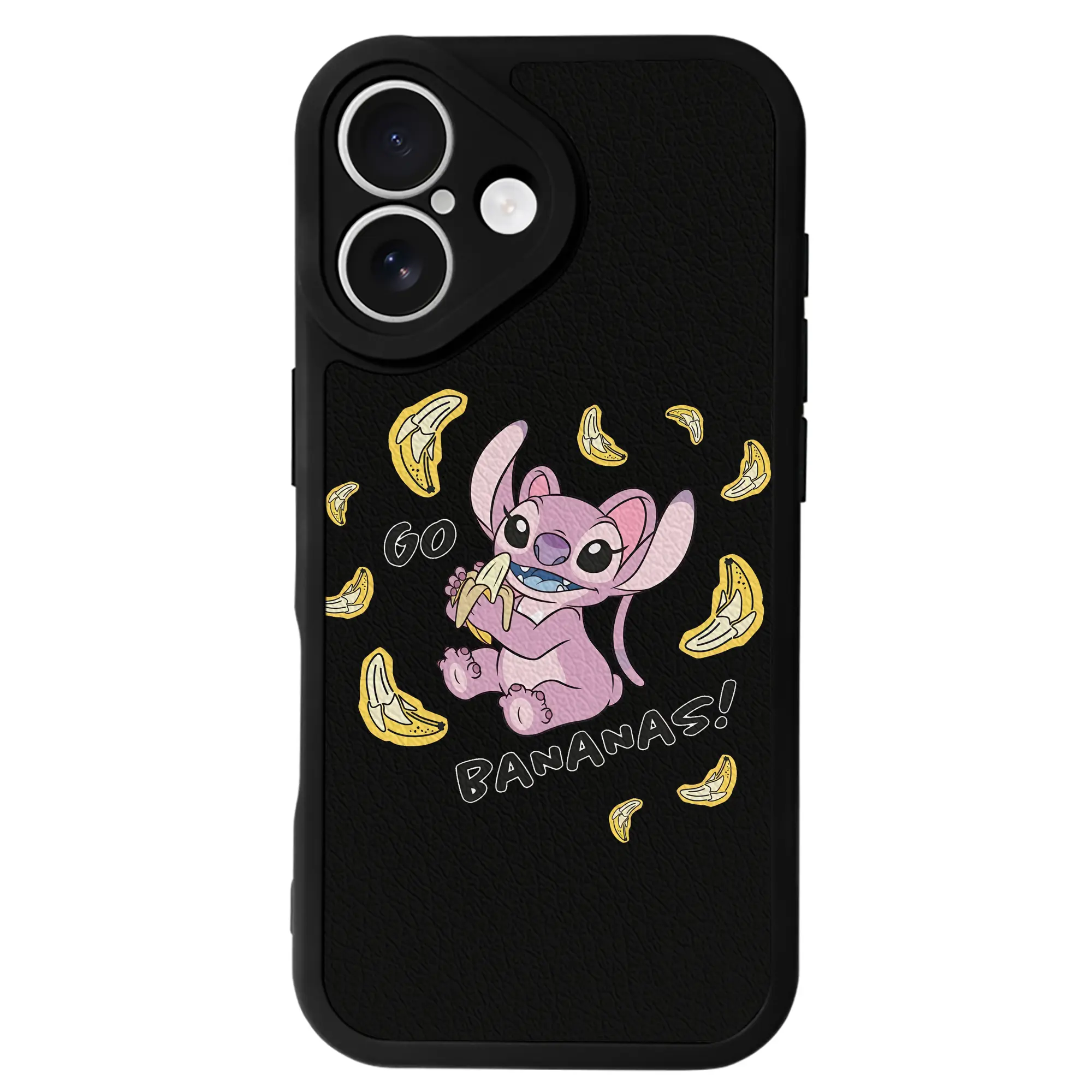 リロ＆スティッチ グッズ エンジェル - IPhone 16シリーズ対応 ・ シリコンスマホケース ・ レザー調 ・ 高精度フィット ・ 耐衝撃 ・ ワイヤレス充電対応 ・ 精密カット